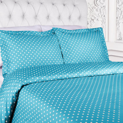 Superior Thread Count 600TC Polka Dot Cotton Blend Duvet Cover Set