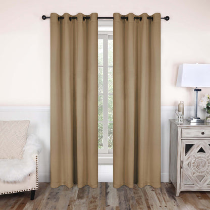 Superior Modern Solid Washable Room Darkening Blackout Curtains, Set of 2 Panels