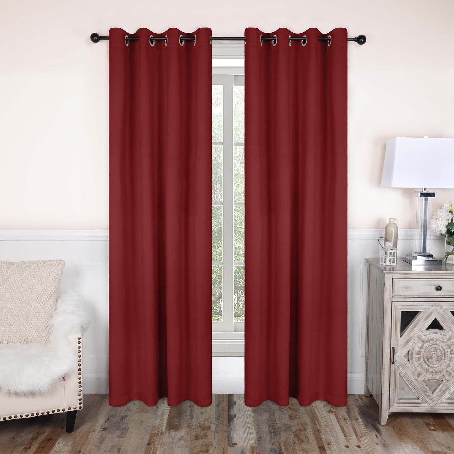 Superior Modern Solid Washable Room Darkening Blackout Curtains, Set of 2 Panels