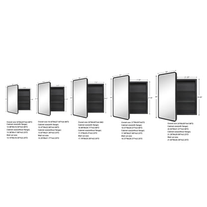 TEHOME Farmhouse Recessed Metal Bathroom Medicine Cabinets with Mirror