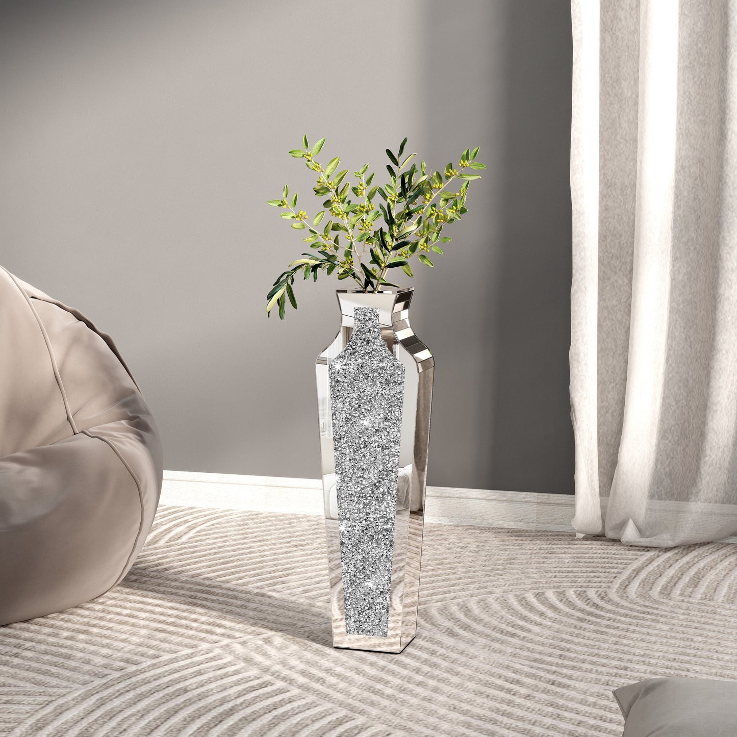 Tall Crushed Diamond Floor Vase