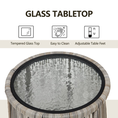 Ensemble de bistrot d'extérieur 3 pièces en osier, mobilier de jardin en rotin toutes saisons, chaises de patio avec coussins