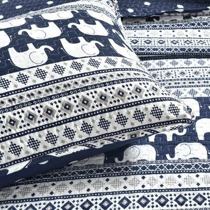 Taylor & Olive Ever-Tru Elephant Stripe 5-piece Quilt Set