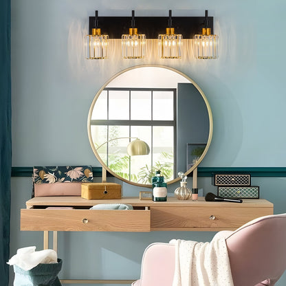 Appliques murales modernes à intensité variable pour salle de bain, avec abat-jour en cristal