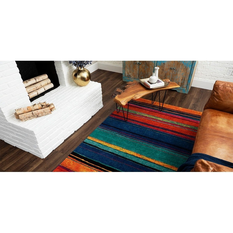The Curated Nomad Sultan Multicolor Striped Boho Area Rug
