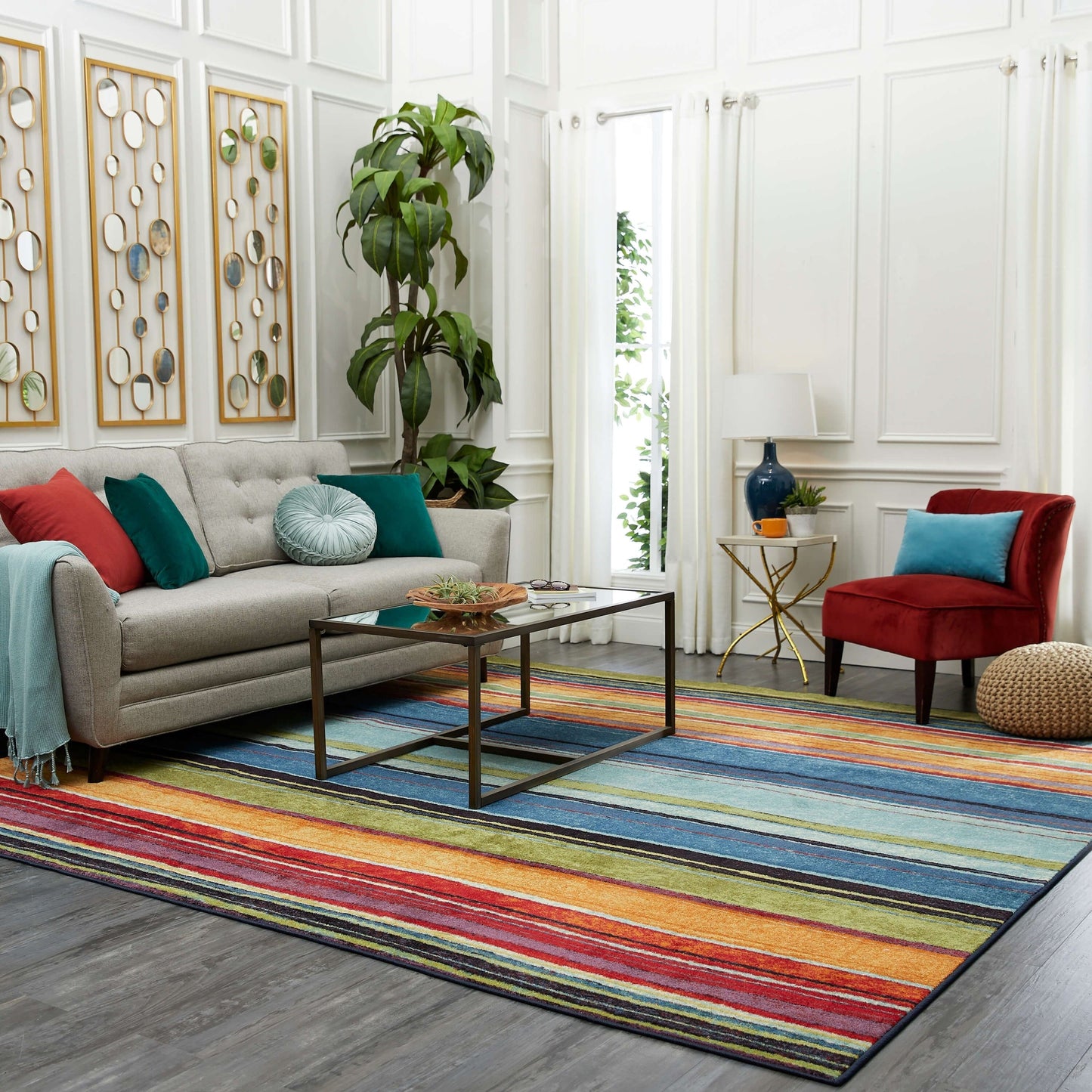 The Curated Nomad Sultan Multicolor Striped Boho Area Rug
