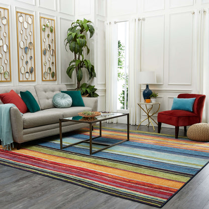 The Curated Nomad Sultan Multicolor Striped Boho Area Rug