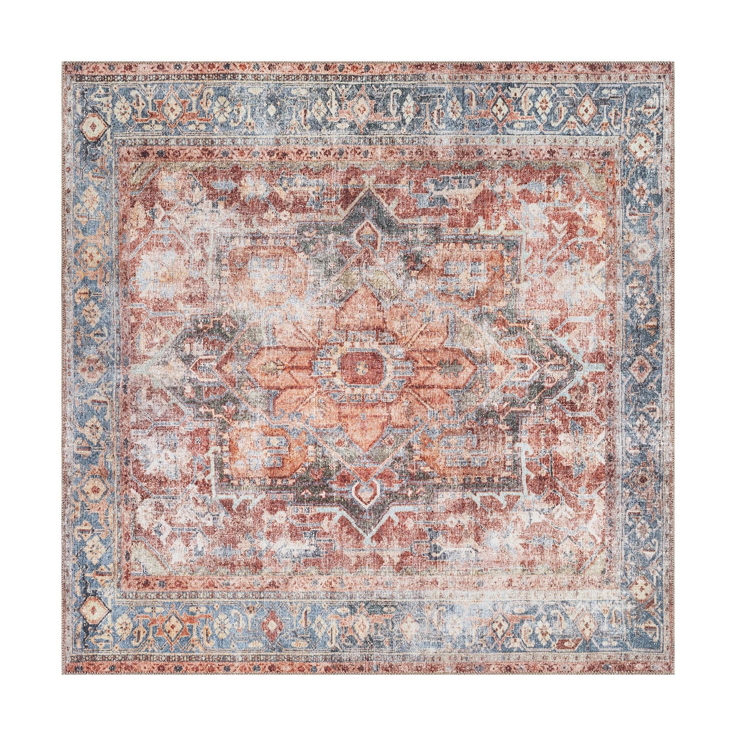 Traditional Distressed Machine Washable Area Rug