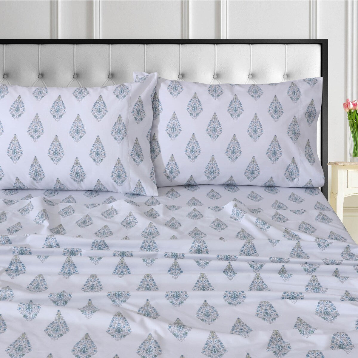 Tribeca Living Organic Cotton 400 Thread Count Percale Extra Deep Pocket Sheet Set