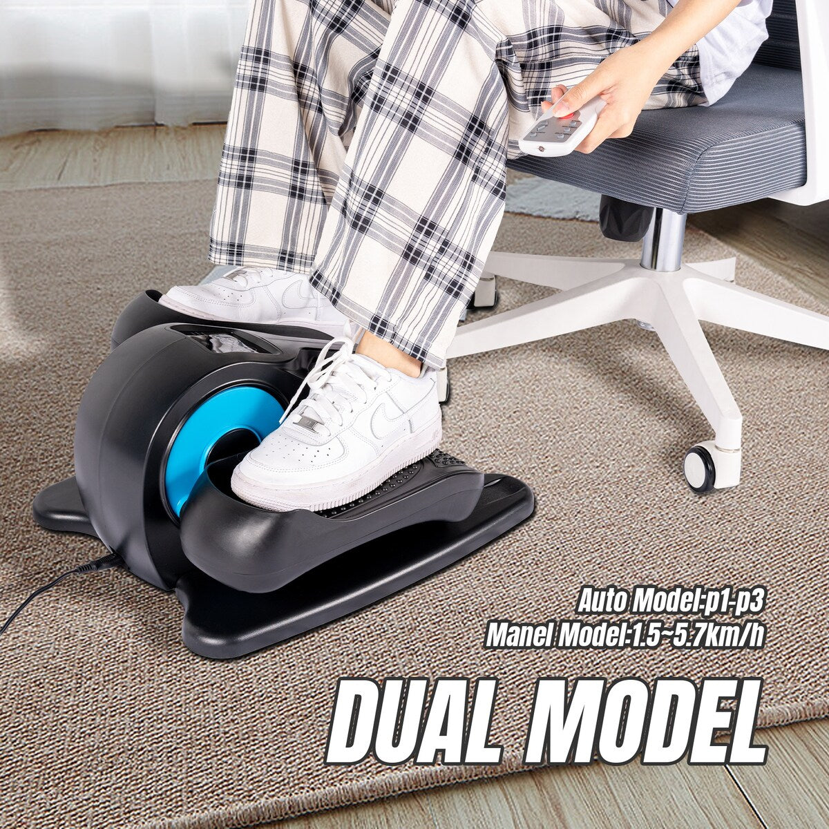 Under Desk Elliptical Machine, Elliptical Trainer with Remote Control Seated Pedal Exerciser for Seniors Adults and Teens