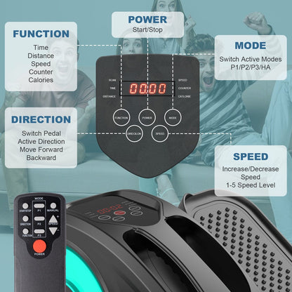 Under Desk Elliptical Machine, Elliptical Trainer with Remote Control Seated Pedal Exerciser for Seniors Adults and Teens