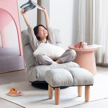 Ensemble de fauteuil inclinable rembourré sans accoudoirs avec pouf et appui-tête réglable