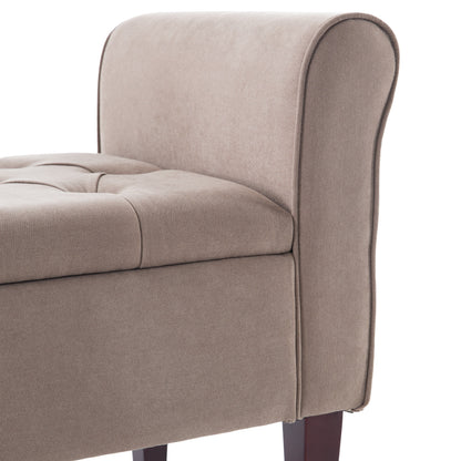 Upholstered Storage Bench Arm Bench Entryway Bench with Tufted Flip Top 50.4 Inches