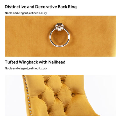 Upholstered Tufted Velvet Dining Chair with Solid Wood Legs Set of 6