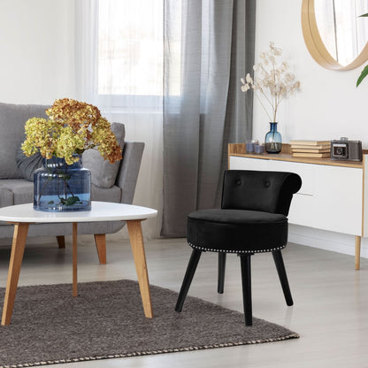 VEIKOUS Makeup Vanity Stool Chair with Low Back and Wood Legs-17.3 x 15.7 x 25.1