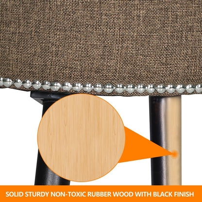 VEIKOUS Makeup Vanity Stool Chair with Low Back and Wood Legs-17.3 x 15.7 x 25.1