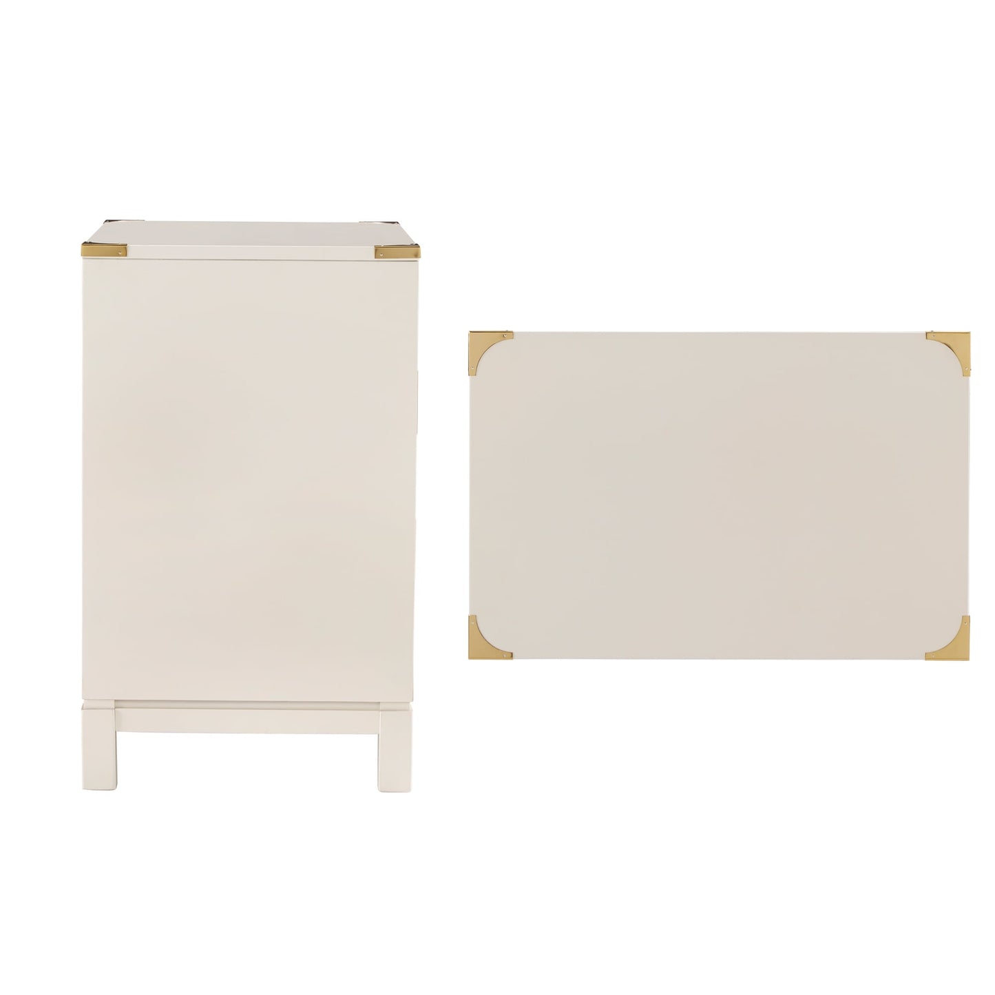 Valoria 3-Drawer Gold Accent Nightstand