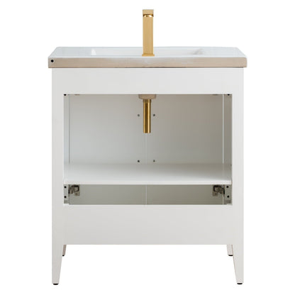 Vanity Art 20 or 24 or 30 Single Sink Bathroom Vanity Cabinet with Ceramic Top