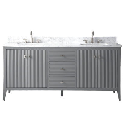 Vanity Art 72 Double Sink Bathroom Vanity Cabinet with Engineered Marble Top