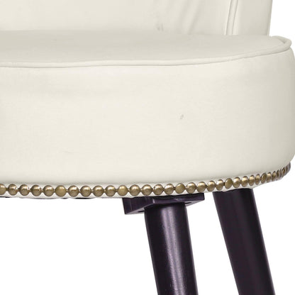 VEIKOUS Makeup Vanity Stool Chair with Low Back and Wood Legs-17.3 x 15.7 x 25.1