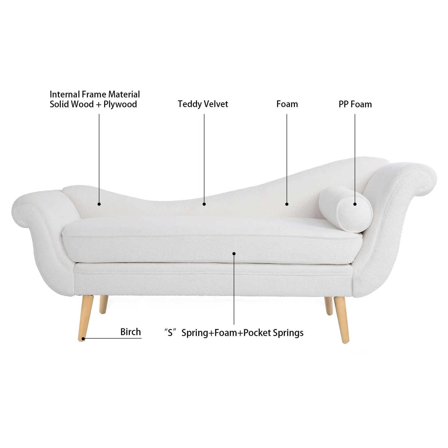 Chaise longue vintage avec accoudoirs en volutes par Christopher Knight Home