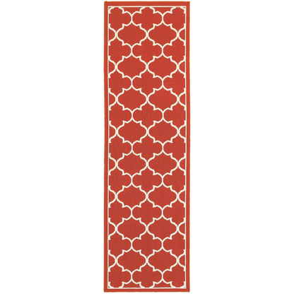 Vista Home Martinique Off-White/Brick Red Lattice Indoor/Outdoor Rug.