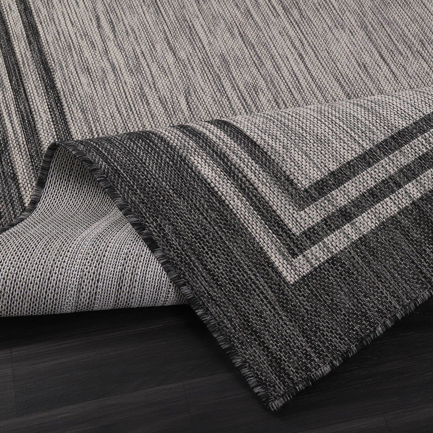 Washable Bordered Indoor Outdoor Rug for Patio, Deck, Porch