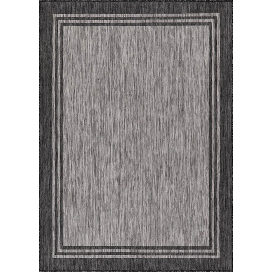 Washable Bordered Indoor Outdoor Rug for Patio, Deck, Porch
