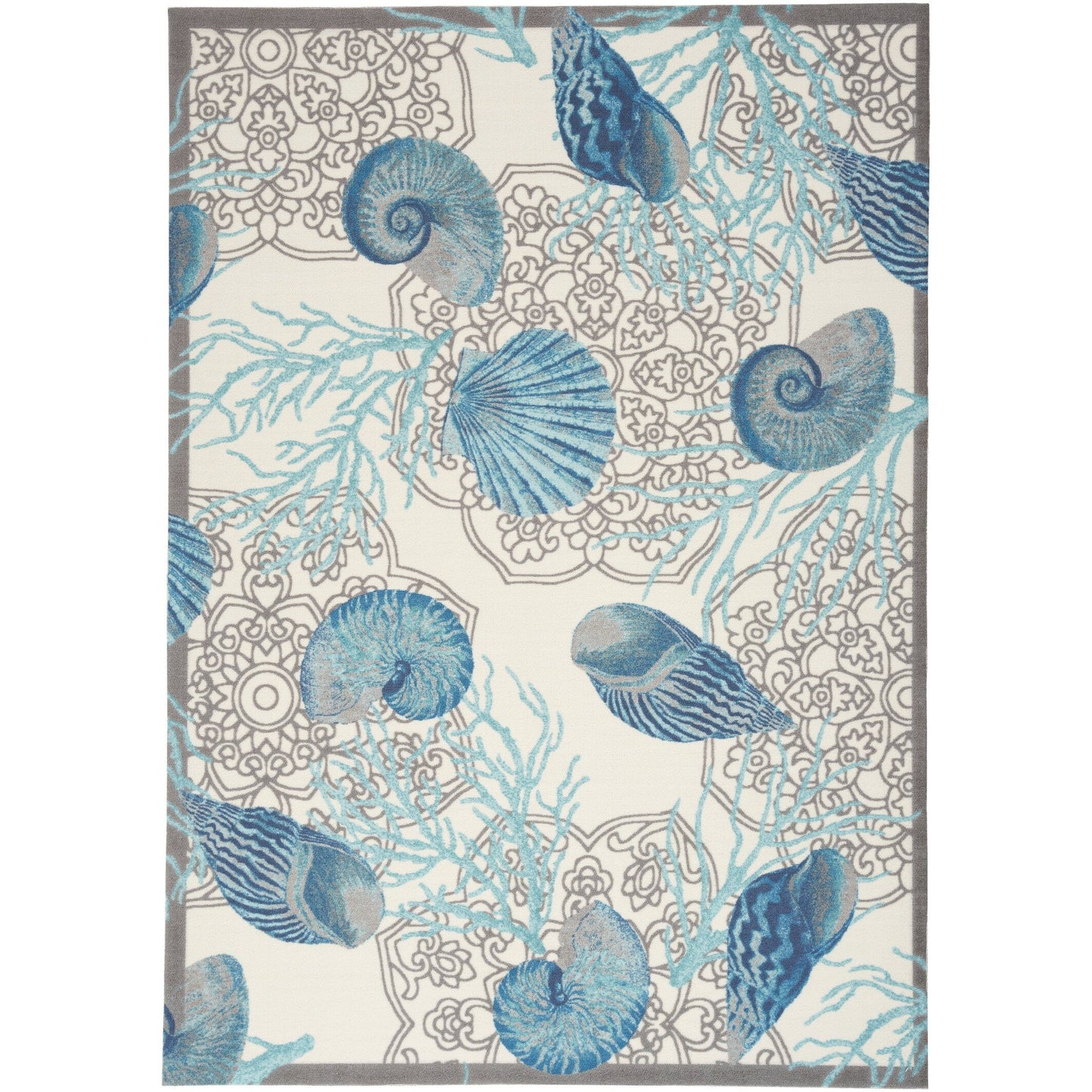 Waverly Sun & Shade Shore Thing Tropical Sea Shell Floral Indoor Outdoor Area Rug