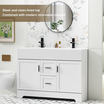 Wavy Line 30/36/48 Bathroom Vanity Set with Sink & Faucet
