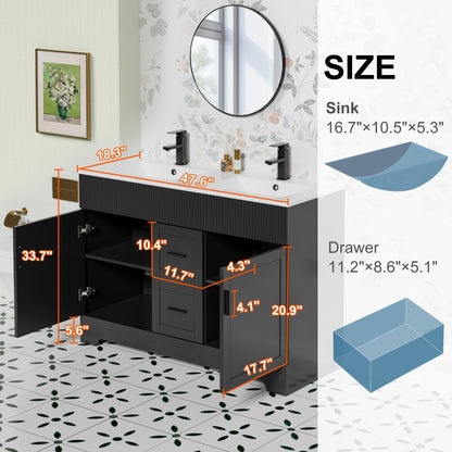 Wavy Line 30/36/48 Bathroom Vanity Set with Sink & Faucet