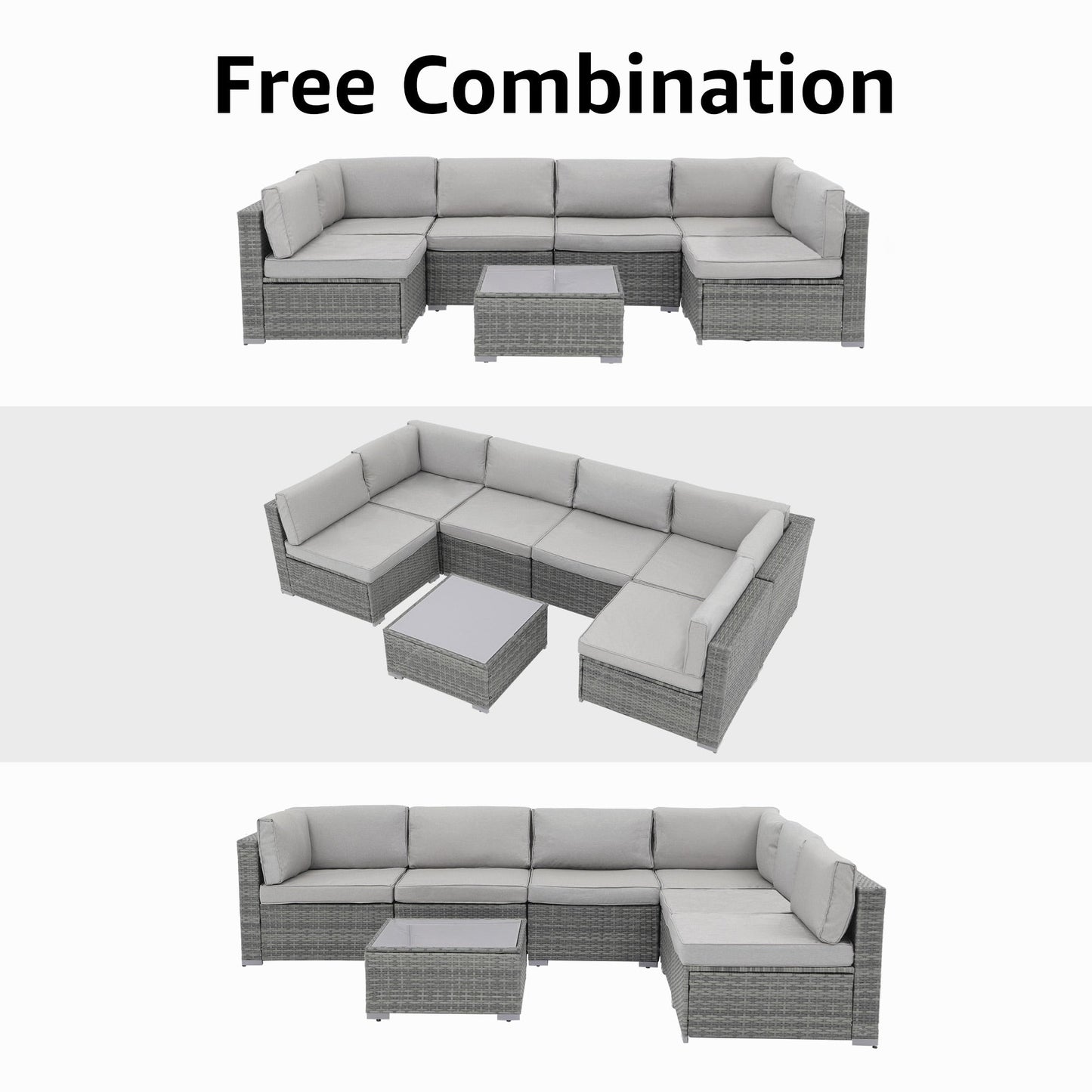 Wicker/ Steel 7-piece Outdoor Cushioned Sectional Sofa Set