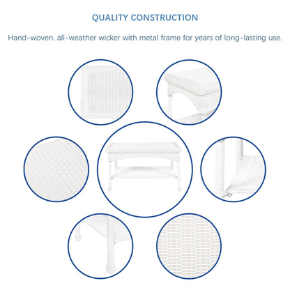 Ensemble de conversation 4 pièces pour patio en osier