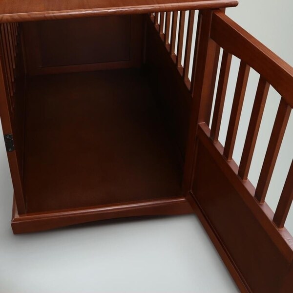Wooden Pet Crate End Table with Lockable Door