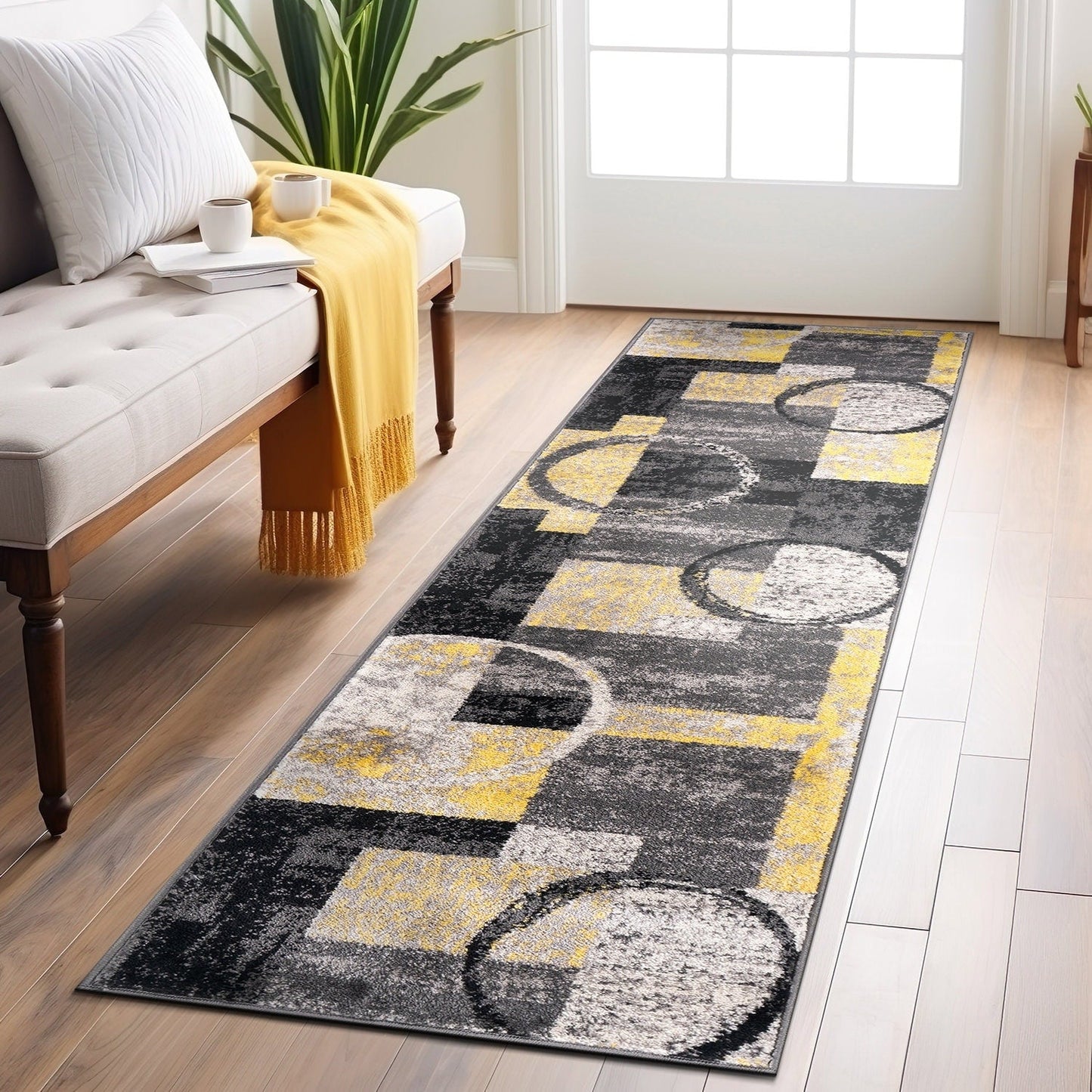 World Rug Gallery Abstract Polypropylene Machine-Made Circle Area Rug