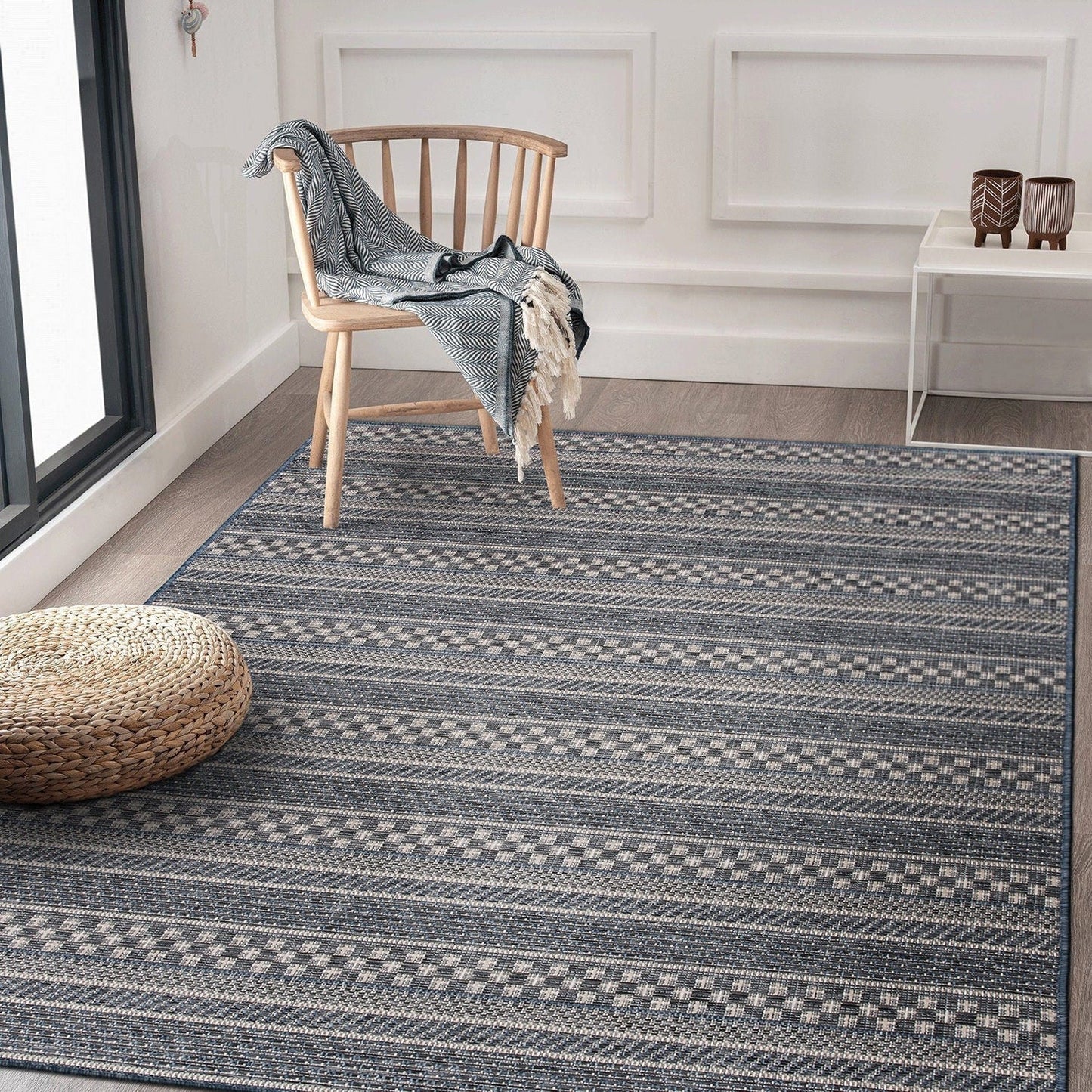 World Rug Gallery Bohemian Geometric Stripe Indoor/Outdoor Area Rug