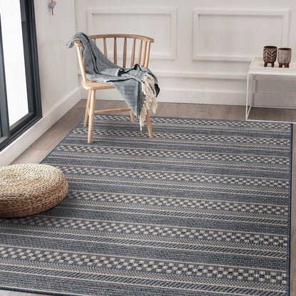 World Rug Gallery Bohemian Geometric Stripe Indoor/Outdoor Area Rug