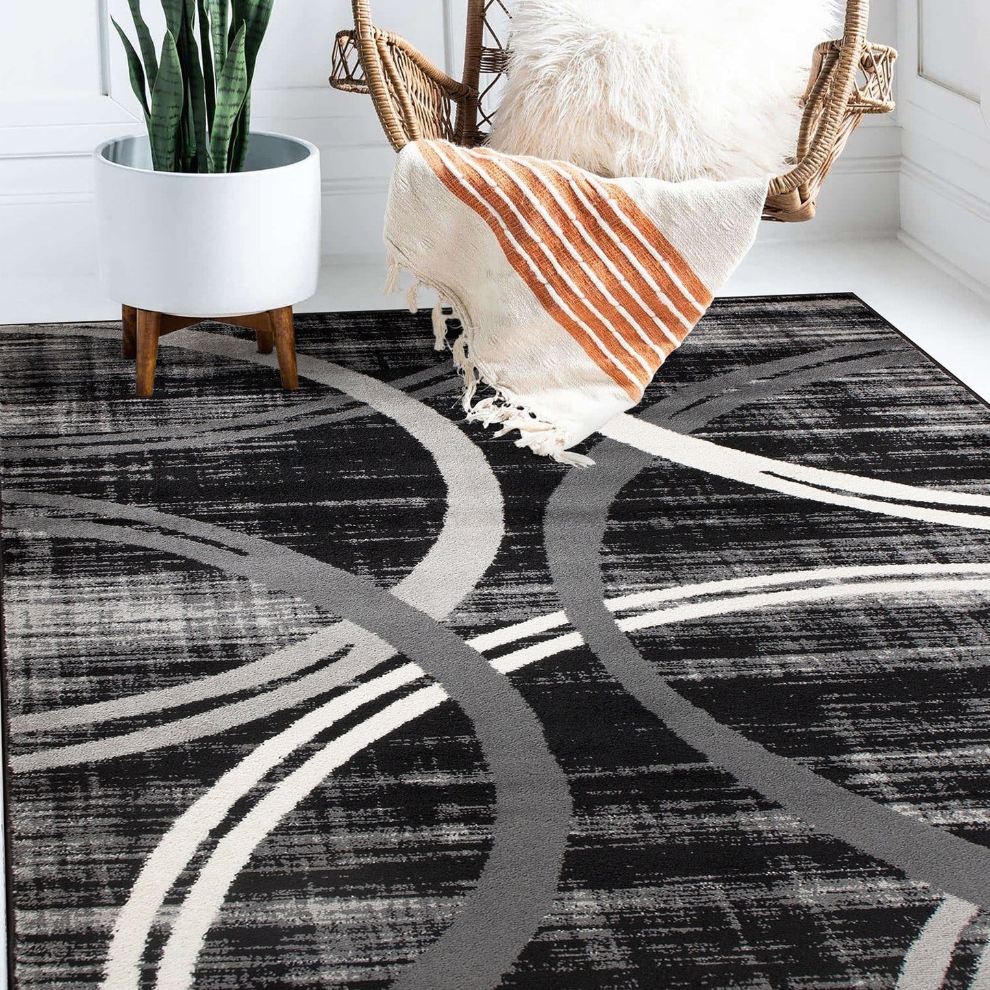 World Rug Gallery Contemporary Abstract Circles Design Area Rug