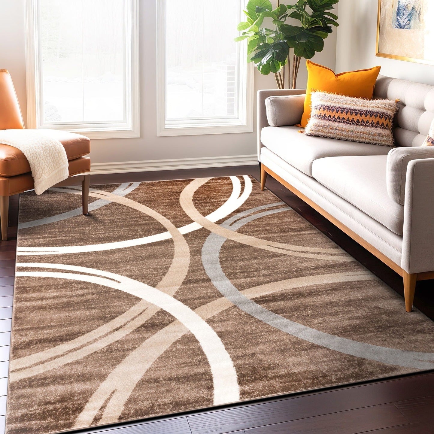 World Rug Gallery Contemporary Abstract Circles Design Area Rug