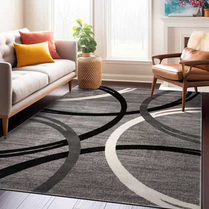 World Rug Gallery Contemporary Abstract Circles Design Area Rug