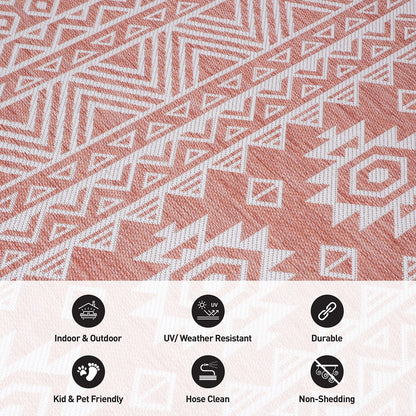 World Rug Gallery Distressed Geometric Bohemian Textured Flat Weave Indoor/Outdoor Area Rug