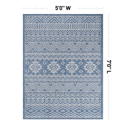 World Rug Gallery Distressed Geometric Bohemian Textured Flat Weave Indoor/Outdoor Area Rug