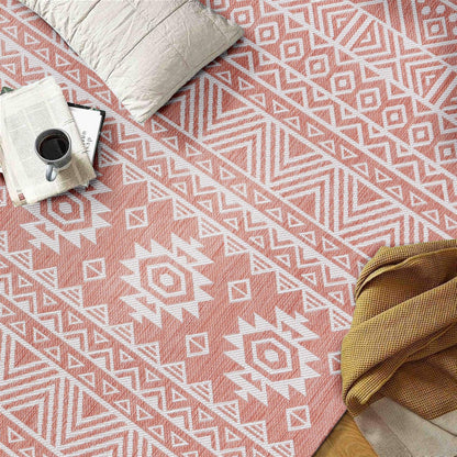 World Rug Gallery Distressed Geometric Bohemian Textured Flat Weave Indoor/Outdoor Area Rug