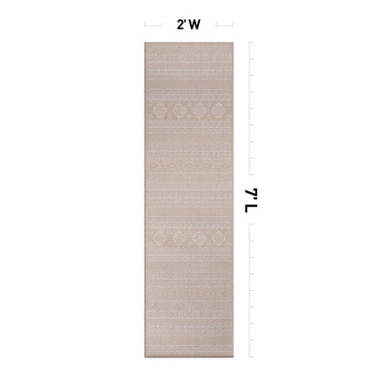 World Rug Gallery Distressed Geometric Bohemian Textured Flat Weave Indoor/Outdoor Area Rug