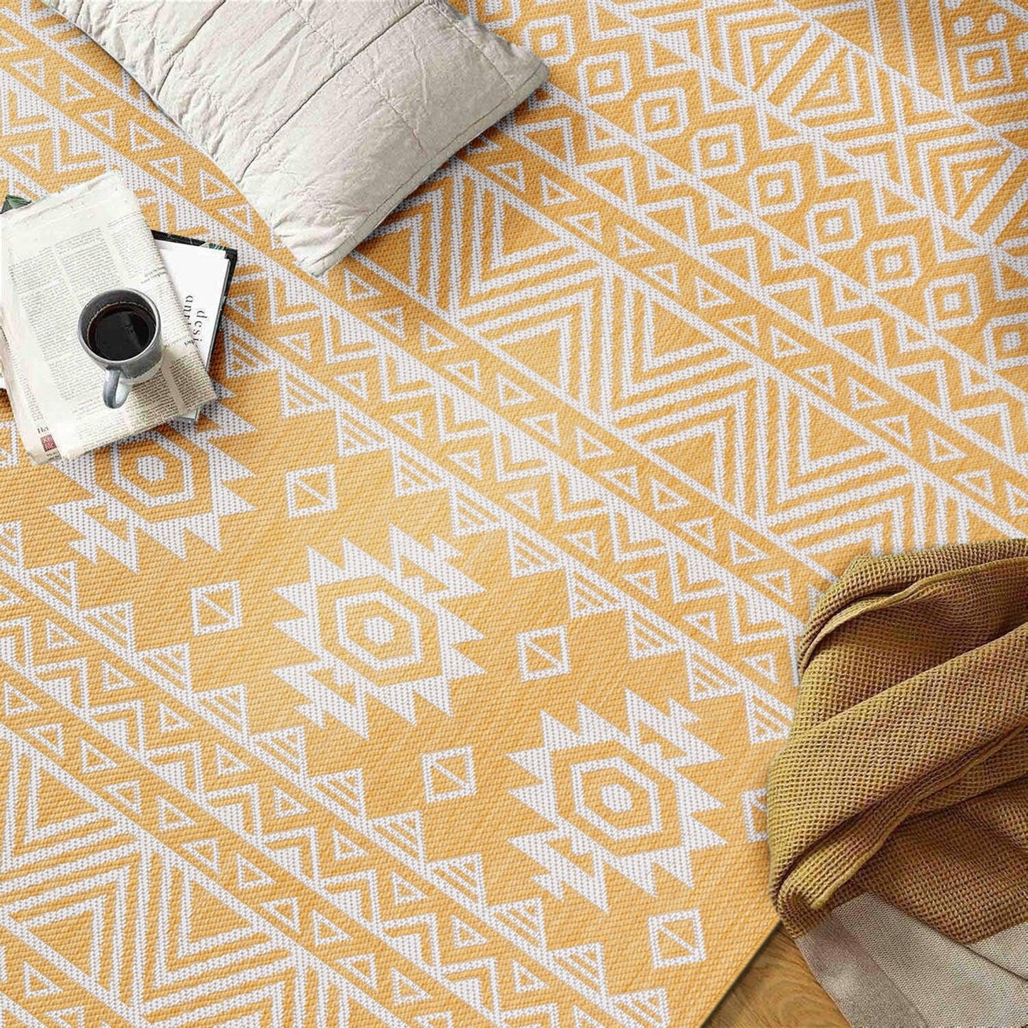 World Rug Gallery Distressed Geometric Bohemian Textured Flat Weave Indoor/Outdoor Area Rug