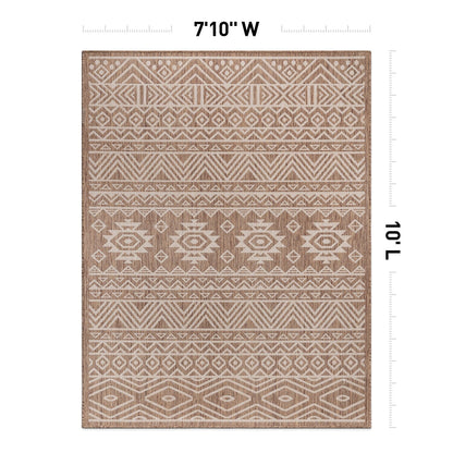 World Rug Gallery Distressed Geometric Bohemian Textured Flat Weave Indoor/Outdoor Area Rug