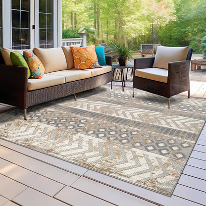 World Rug Gallery Distressed Geometric Indoor/Outdoor Area Rug