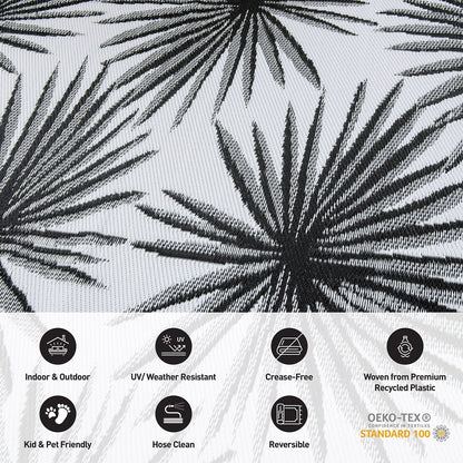 World Rug Gallery Floral Tropical Reversible Recycled Plastic Outdoor Rugs