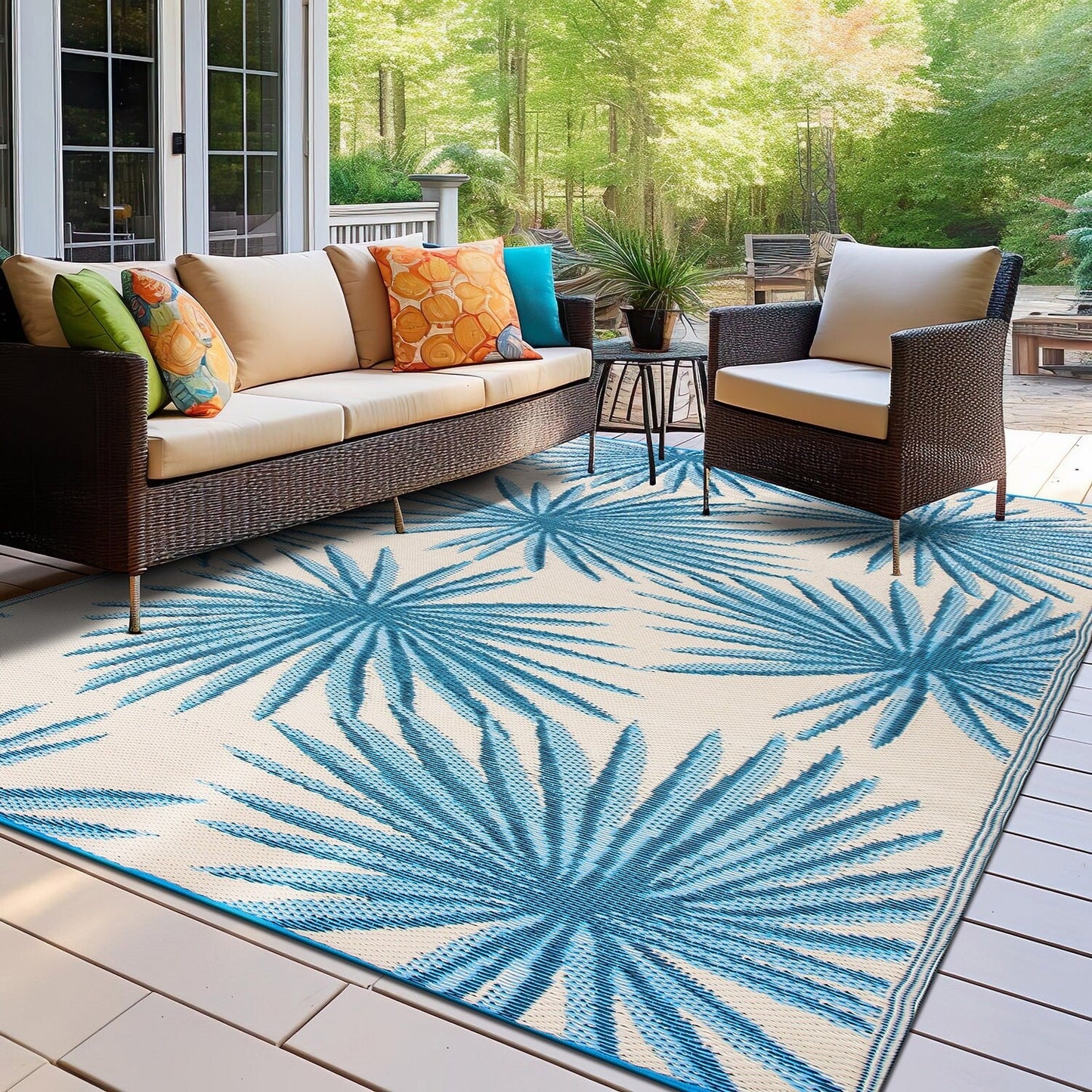 World Rug Gallery Floral Tropical Reversible Recycled Plastic Outdoor Rugs