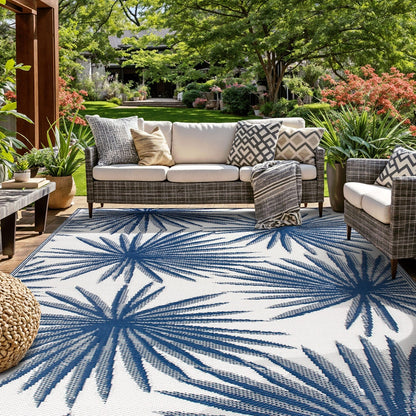 World Rug Gallery Floral Tropical Reversible Recycled Plastic Outdoor Rugs